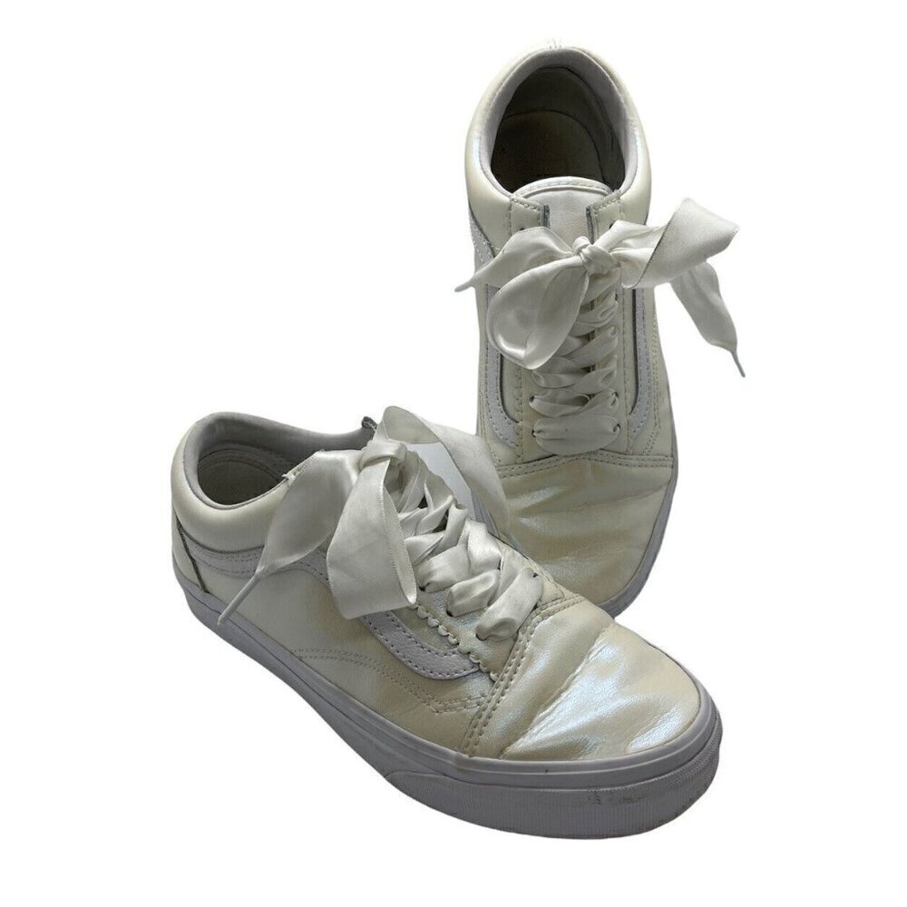 Vans Old Skool Pearl Leather Classic White Shoes VN0A38G1VMG Mens 5 Womens 6.5